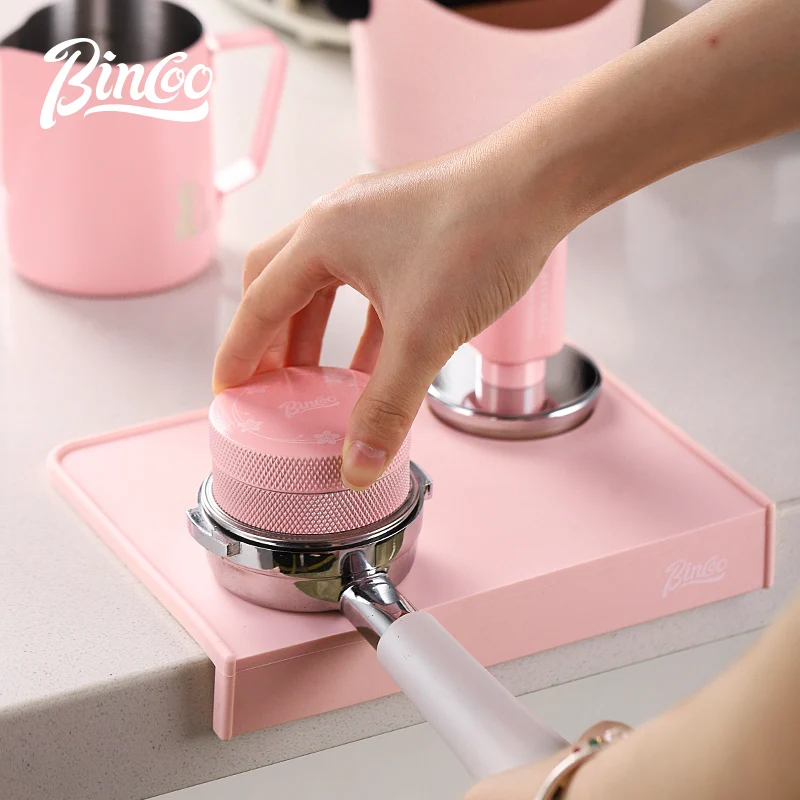 Bincoo Coffee Bar Mat Storage Utensil Water Filter Mat Pink Press Powder Pad Set Italian Powder Distributor Press