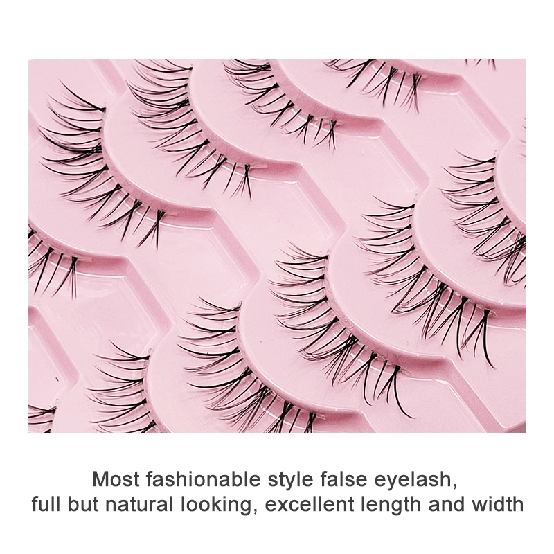 10 Paar Natürliche Manga-Wimpern, Volle Streifenwimpern für Make-up, Großhandel, Dropshipping, Wimpernverlängerung, Anime-Kunstwimpern – Detail 10