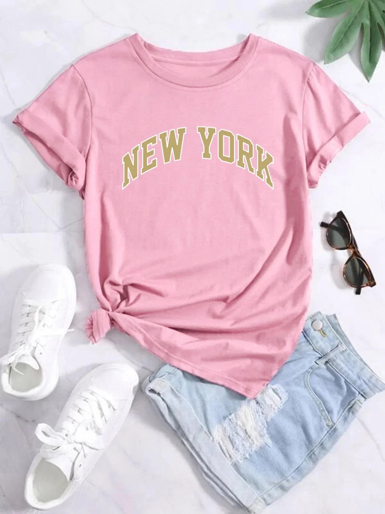 New York Print T Shirt Casual Crew Neck Short Sleeve T-Shirt for Summer Women Hip Hop Short Sleeve T-shirt Women's Clothing