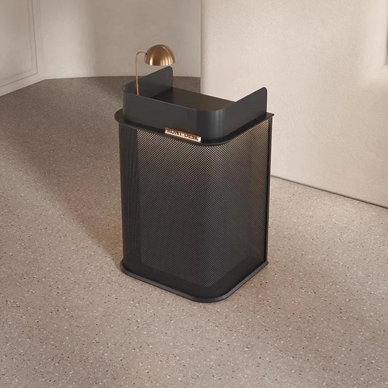 Small checkout page store reception desk front black restaurant welcome information guide paint customiz