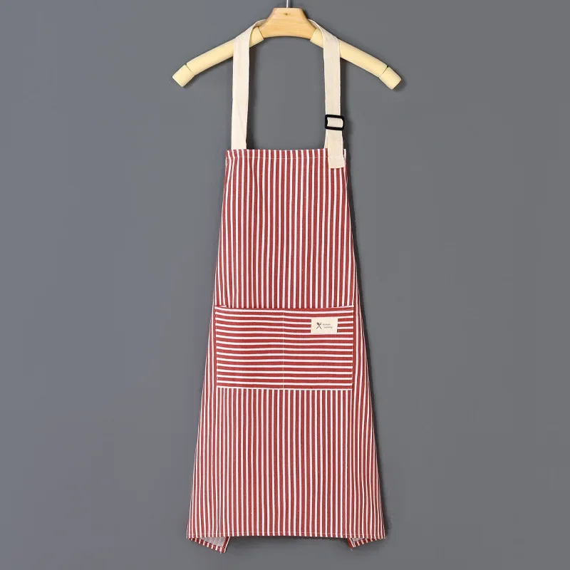 Cotton and linen colored striped apron thin cotton fabric apron anti fouling and oil proof apron