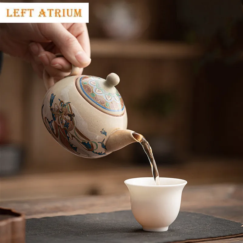Chinese Exquisite Ceramic Teapot Ball Hole Filter Hand-painted Tea Pot Beauty Tea Infuser Kettle Portable Handmade Tea Set