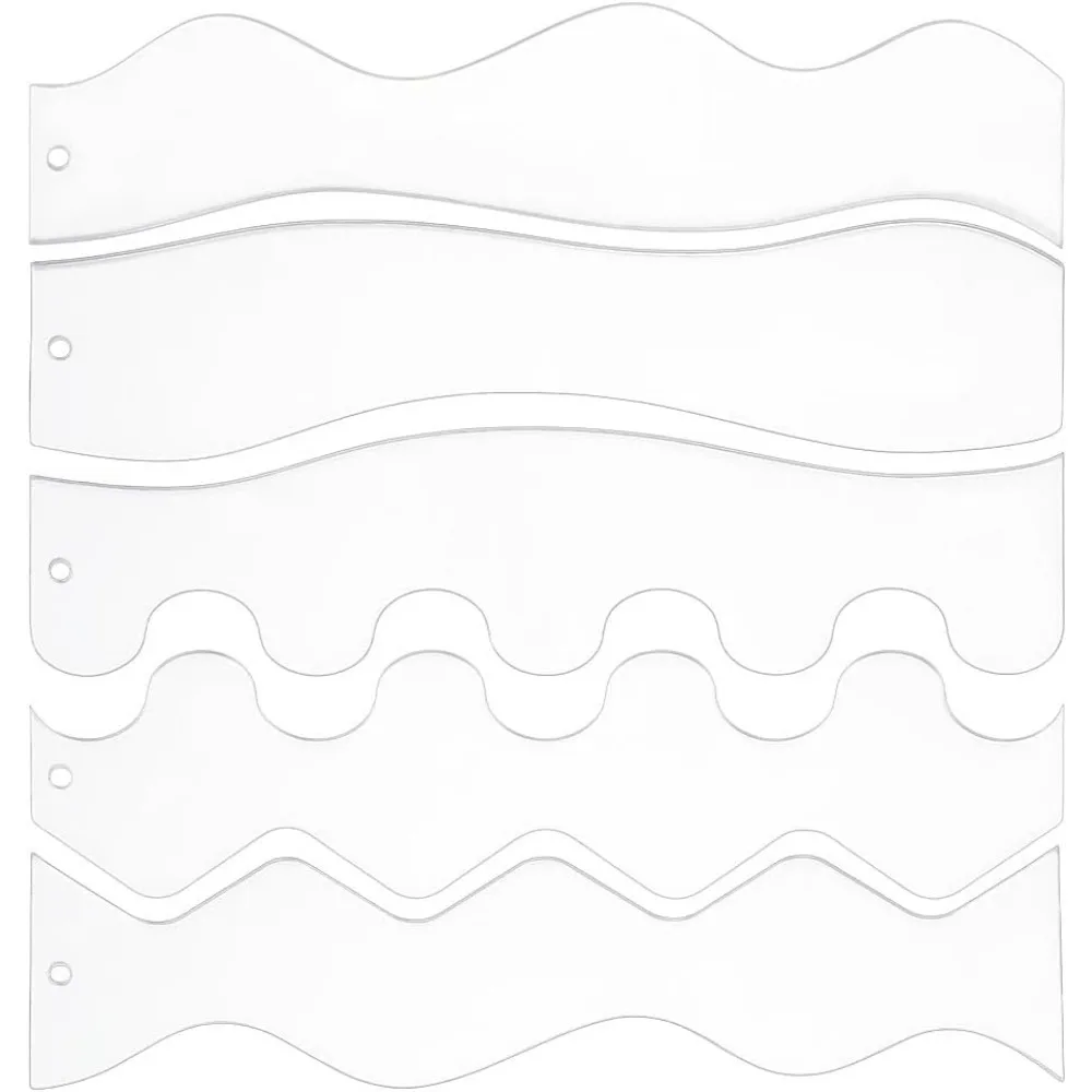 

5Styles Acrylic Quilting Templates 5pcs Clear DIY Patchwork Sewing Crafts Waves Ruler Quilting Templates for Machine No Slip
