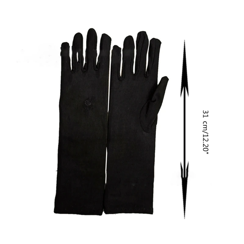 Guantes negros árabes musulmanes 652F para mujer, cubierta brazo a prueba bordado, mangas largas, dedo completo,