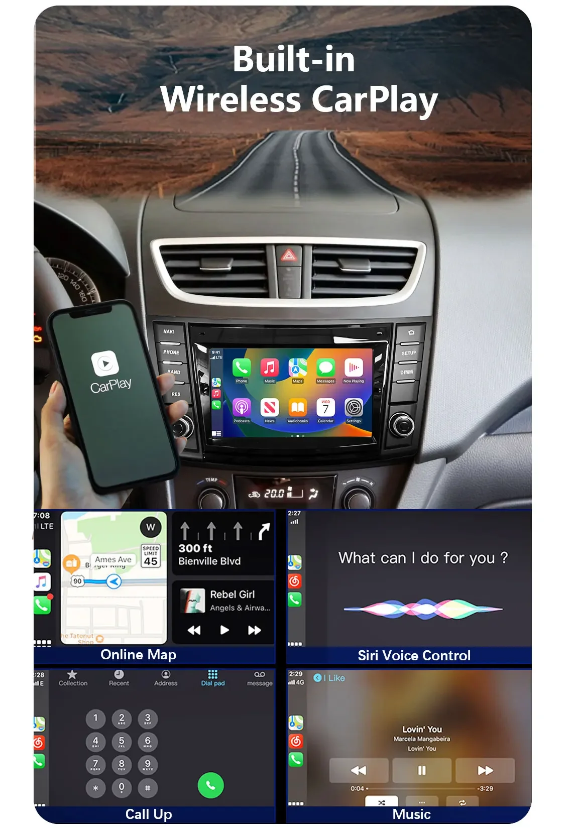 Wireless Carplay Car Radio 4G Bluetooth Multimedia GPS For Suzuki Swift 2011 2012 2013-2016 Android Auto Navigation WIFI CHSTEK