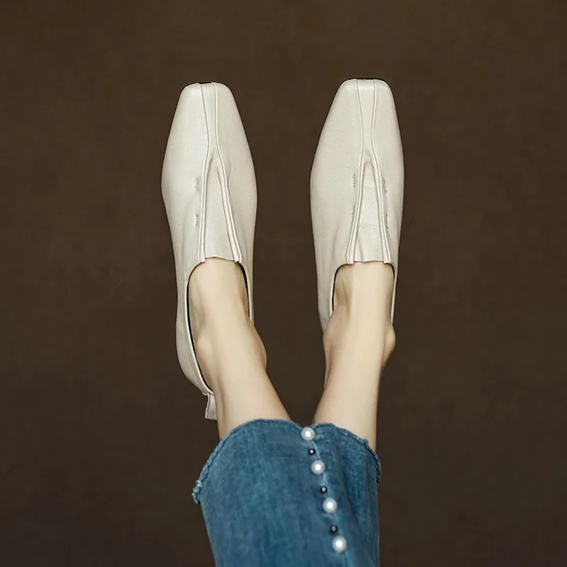 Women's Loafers Luxury Artificial Leather Casual Outdoor Fashion Moccasins Flats Spring Autumn Beige Comfortable Shoes For Women view 2