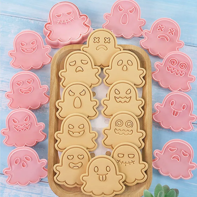 3D Halloween Ghost Pumpkin Biscuit Mold DIY Cookie Press Cutter Stamp Embosser Fondant Mould Baking Tools For Party Decoration