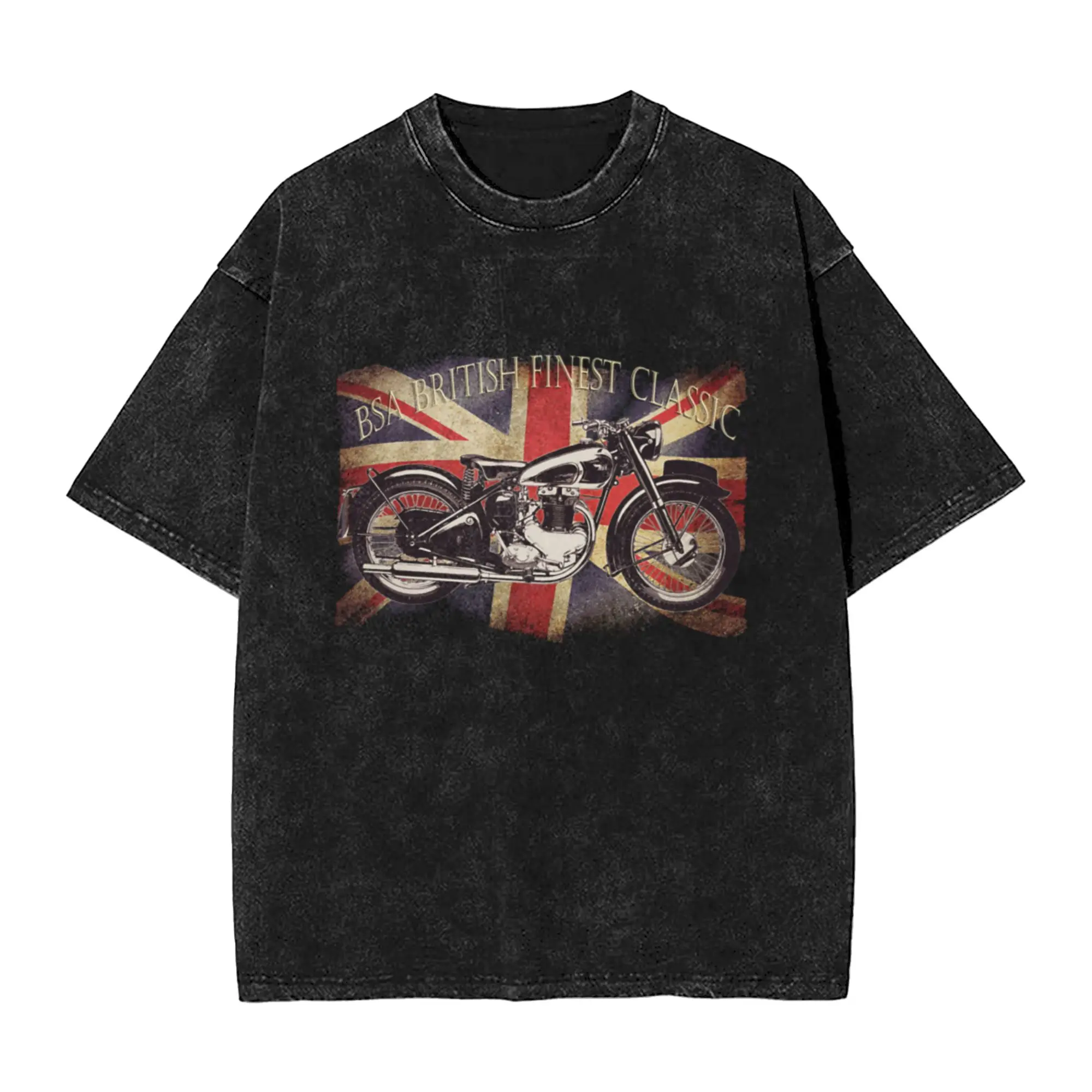 BSA British Finest Motorcycle Classic Stylish A Washed T Shirt Men's Oversized Cotton Tees Tops