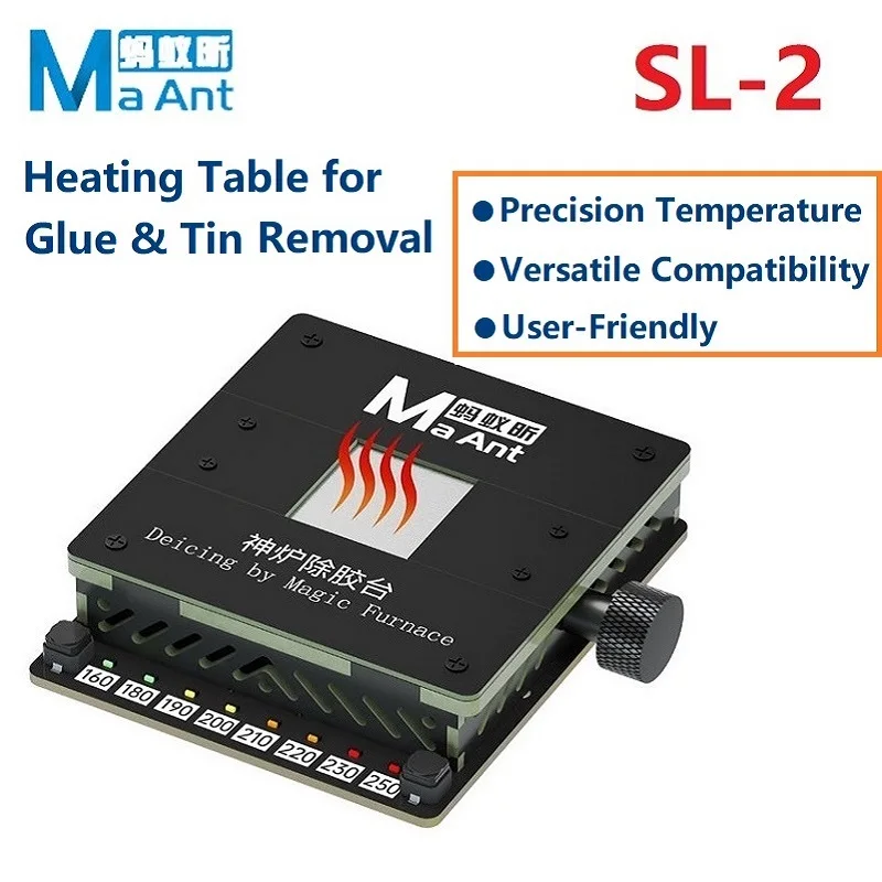 

MaAnt SL-2 Heating Platform Soldering Rework BGA Glue Remover Cleaning Station Precision Temperature For CPU NAND Flash IC Chips