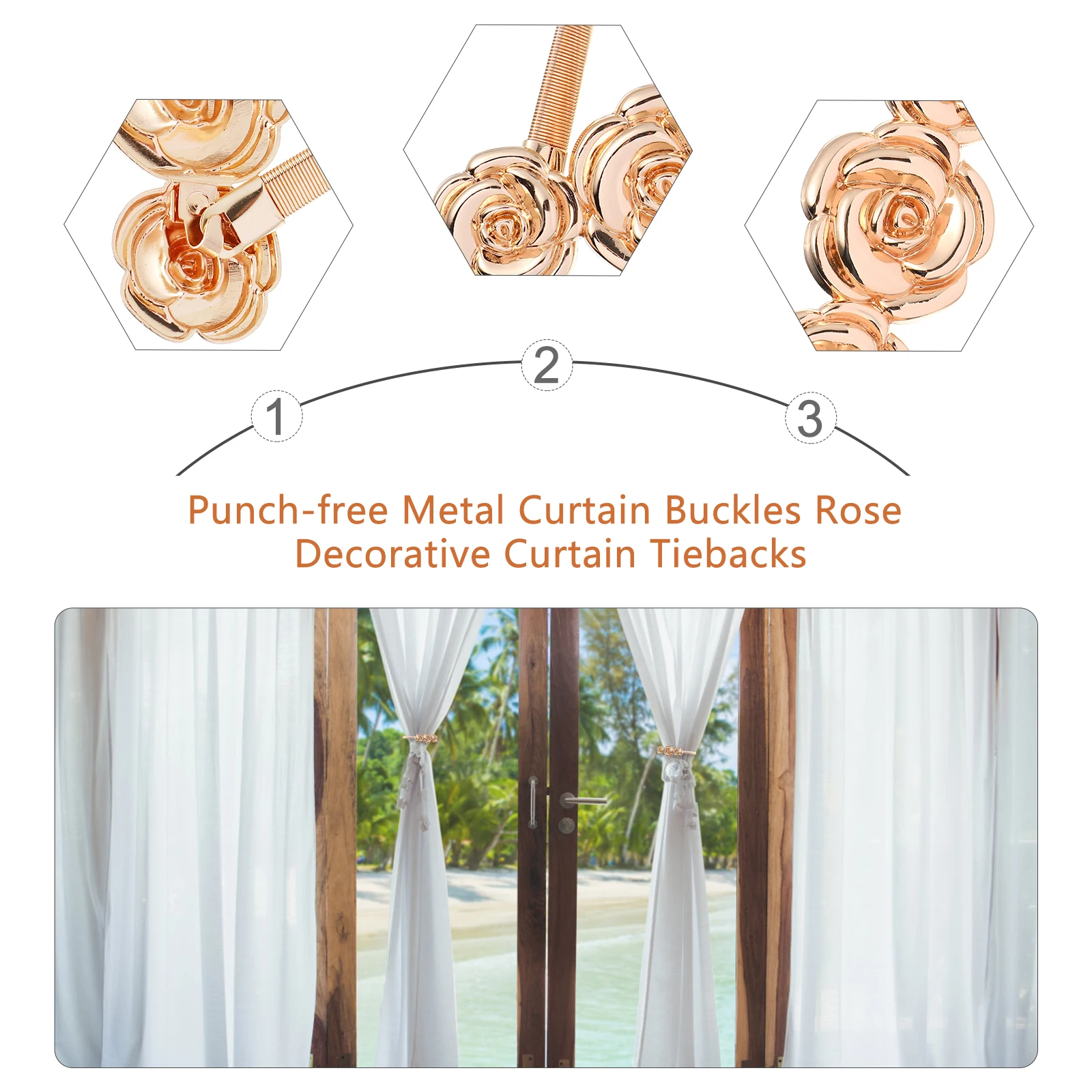 

Tiebacks Clip Punch Free Decor Tie Buckle Holder Iron Rose Curtain Buckle Curtain Accessories Bedroom Living Room