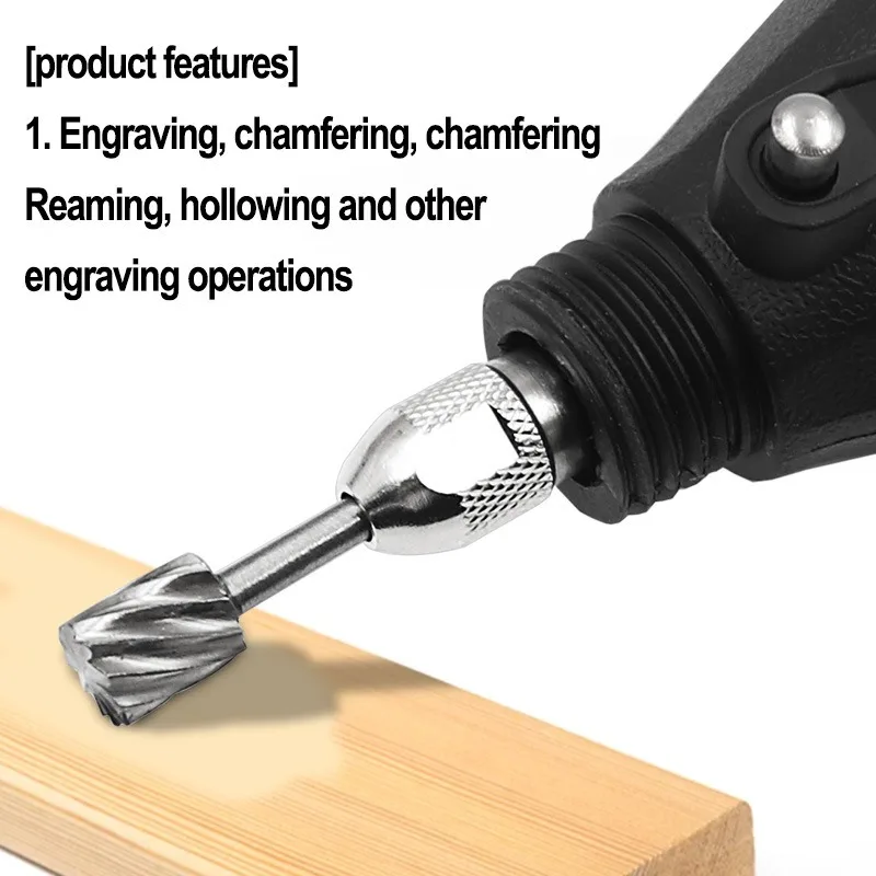 6PCS HSS Rotary Multi Tool Burr Routing Router Bit Mill Cutter Attachment Compatible High Speed Steel Rotary Burr for Dremel
