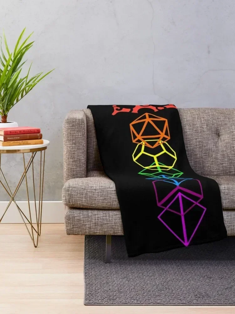 Dice Sword Rainbow Tabletop RPG Gaming Throw Blanket Cute Beach Cute Plaid Retros Blankets