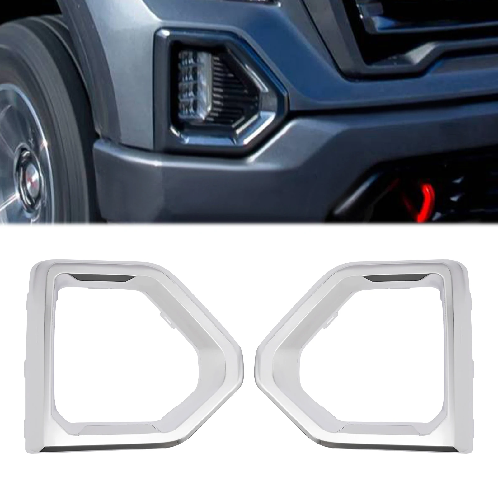 84176752 84176753 1 زوج الجبهة الضباب الخفيف الحافة الخارجية غطاء الكسوة صالح لجي إم سي سييرا دينالي SLT AT4 2019 2020 2021 #1