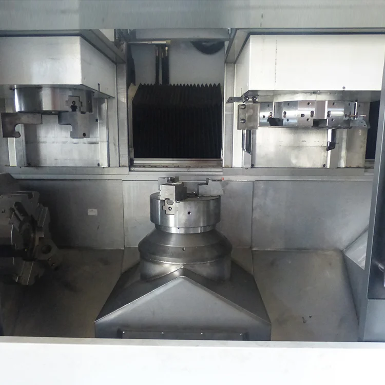 เครื่องกลึงแผ่นดิสก์เบรกแบบคว่ำรับประกันคุณภาพ Lyv-Dt400เฉพาะสำหรับ CNC แกนหมุนคู่