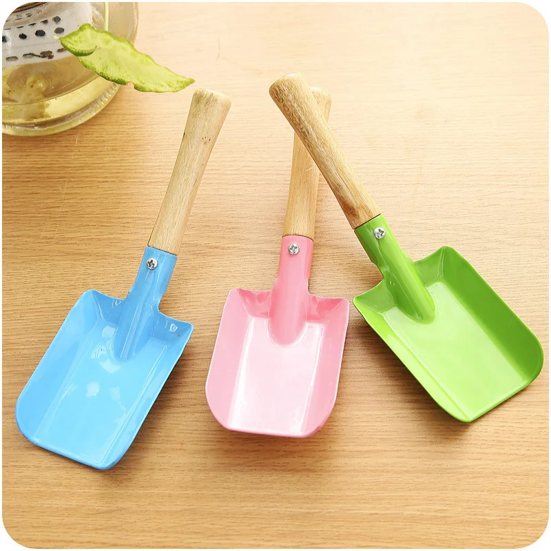 

20cm Wood Handle Mini Iron Shovel Colorful Potted Soil Loosening Trowel Multifunctional Household Spade Durable Garden Tools