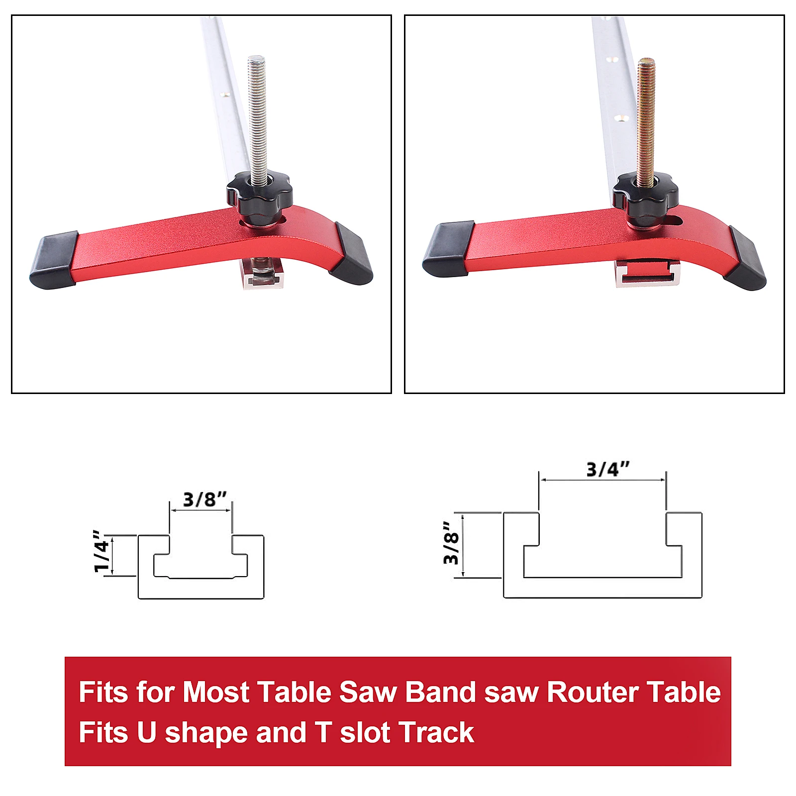 مشبك تثبيت على شكل T سريع المفعول مع مسامير T ومزلاج ، مشابك النجارة ، سبائك الألومنيوم ، مكابس الحفر لأجهزة التوجيه ، 2 صولجان