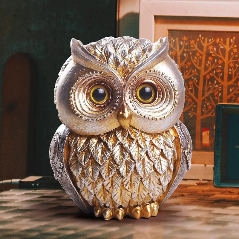 Adorable Owl Ornament Garden Owl Sculpture Home Decor for Living Room Bedroom Office Indoor
