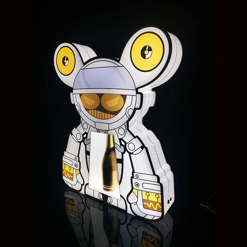 حامل زجاجة شمبانيا LED آلي قابل لإعادة الشحن، حامل نبيذ روبوت LED، شاشة تمجيد VIP لحفلات النادي الليلي