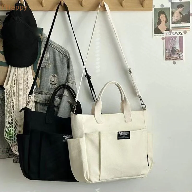 Borsa Tote portatile 1PC borsa a tracolla diagonale a spalla singola in tela orizzontale di grande capacità per studenti femminili