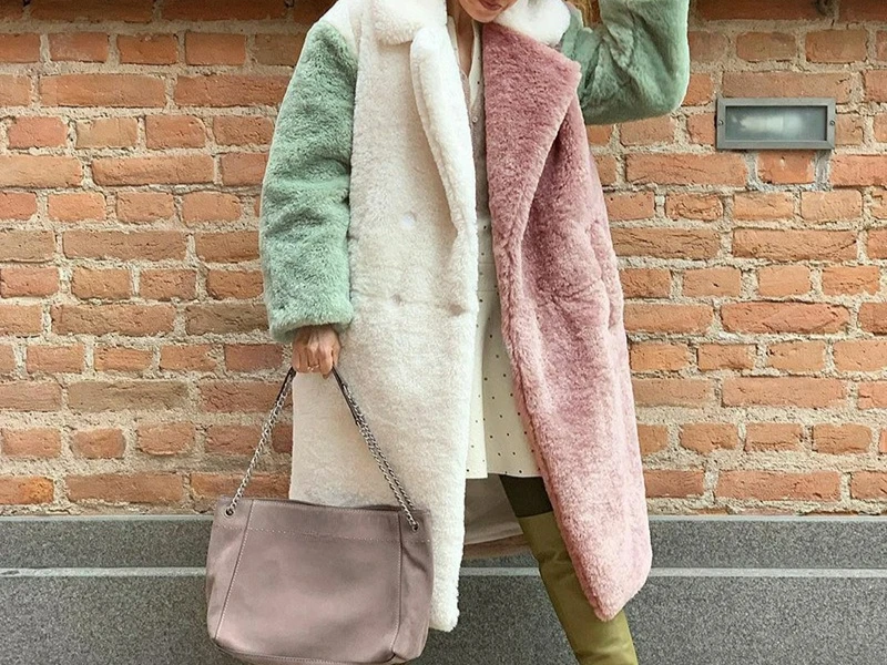 

2025 цветное пальто, осенне-зимнее толстое длинное пальто из искусственного меха для женщин