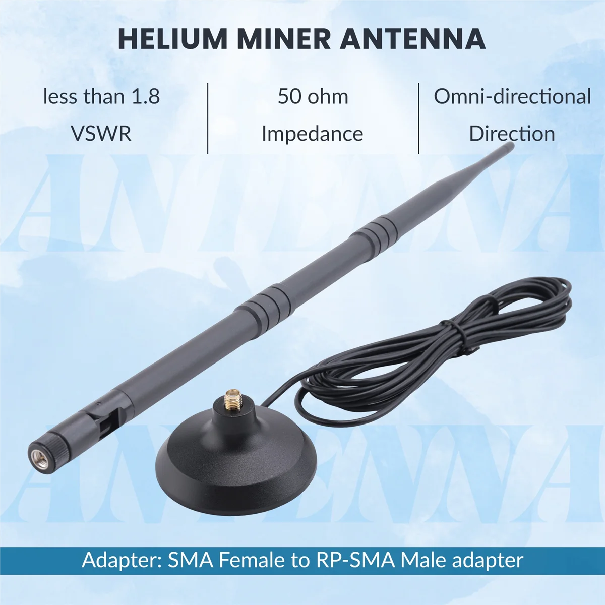 ABGIHelium Hotspot Miner Indoor Antenna 8DBi 39cm for RAK Nebra Bobcat with SMA Female to RP-SMA Male Adapter/Magnet Base