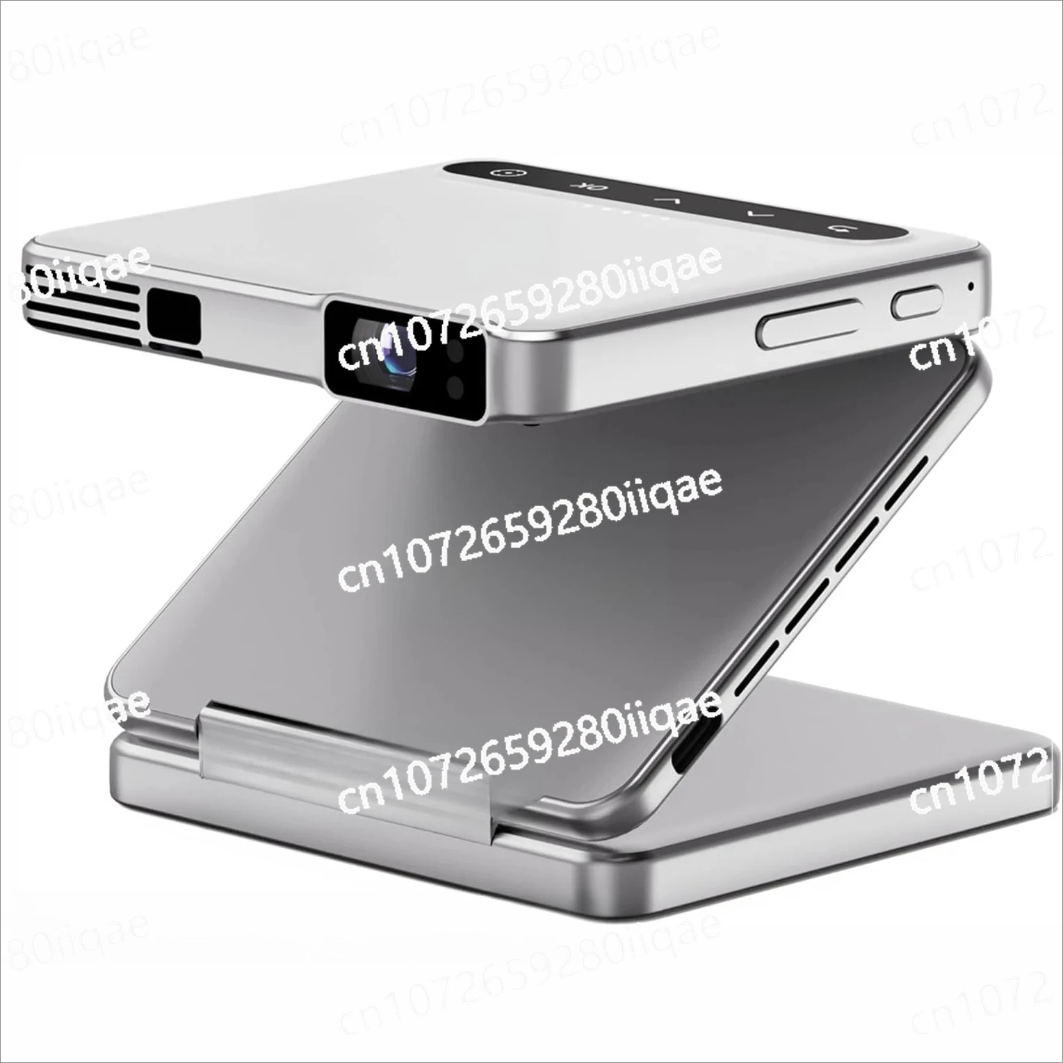 Silver Tri-Fold Portable DLP Mini Pocket Size Projector Type-C Fast Charging Built-in 5000mAh Battery Projector