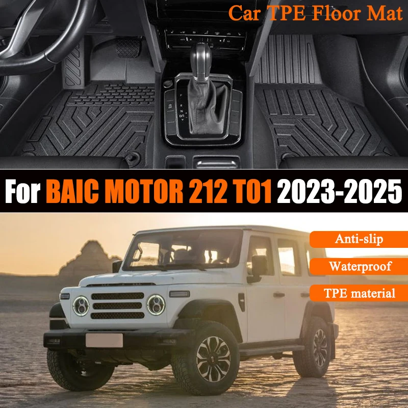 TPE-Material Autofußmatten für BAIC MOTOR 212 T01 5 Sitze 2023 2024 2025 Wasserdichte Matten LHD Fußteppiche Autozubehör