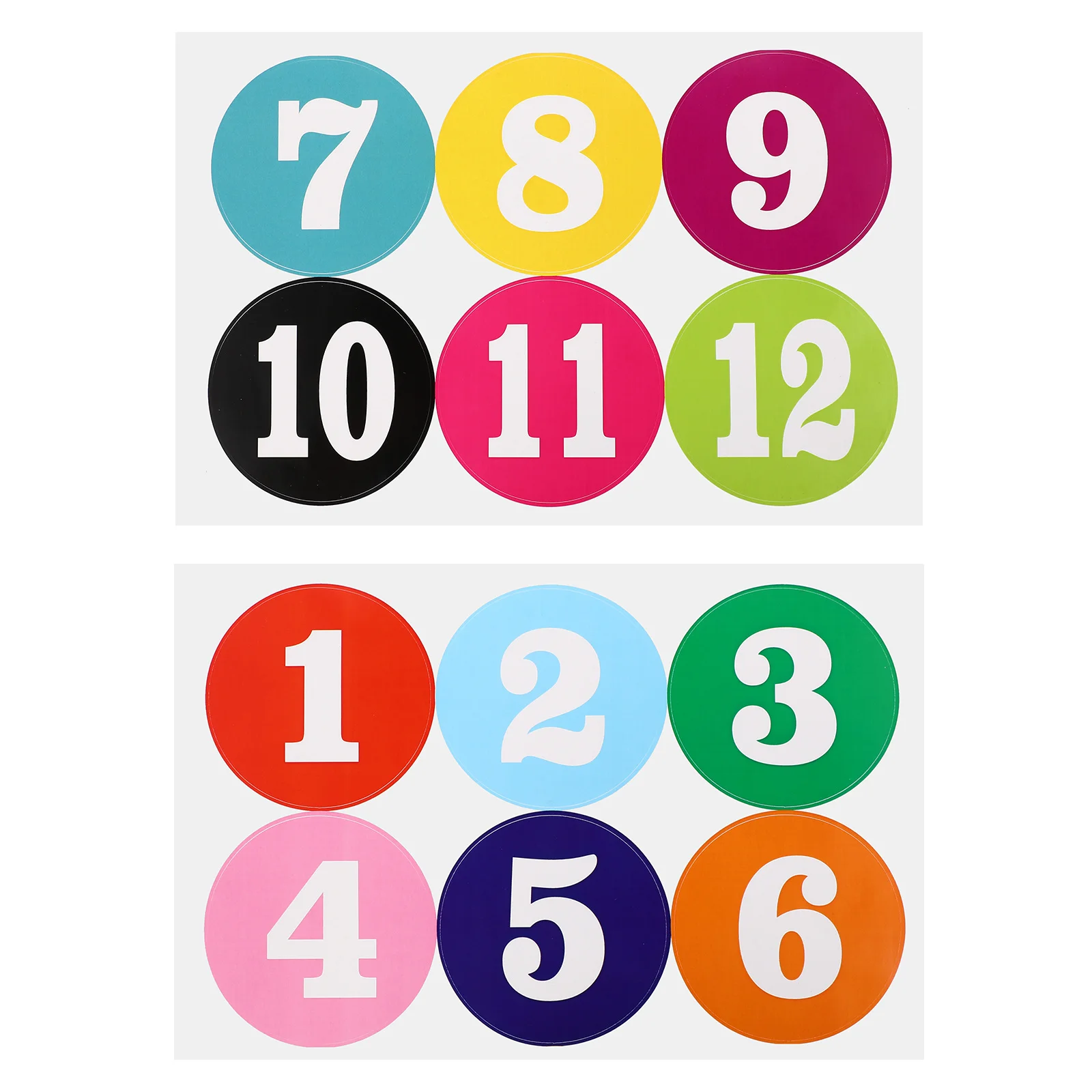 2장의 컬러풀한 원형 방수 PVC 숫자 스티커 홈 파티 선물 DIY 공예 장식용 숫자 스티커