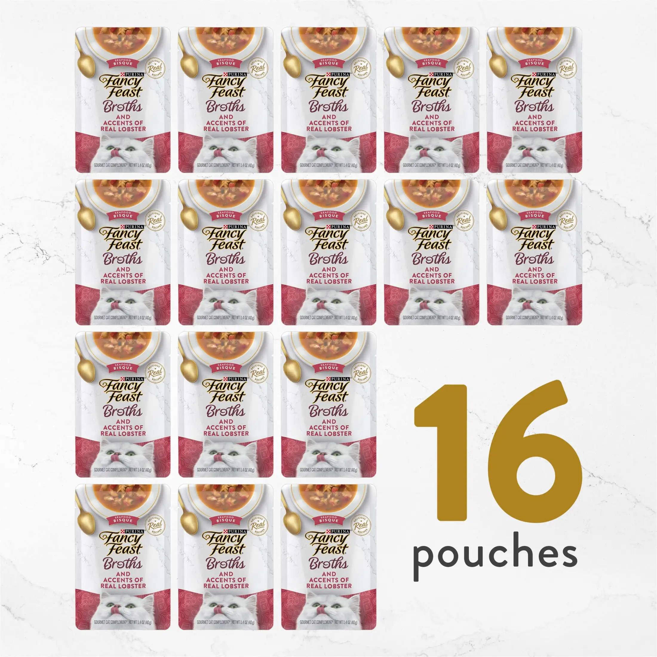 Purina Broths Kätzchenfutter, nasses Katzenfutter, Hummer-Meeresfrüchte-Becke, 1,4 oz Wannen (16er-Pack)