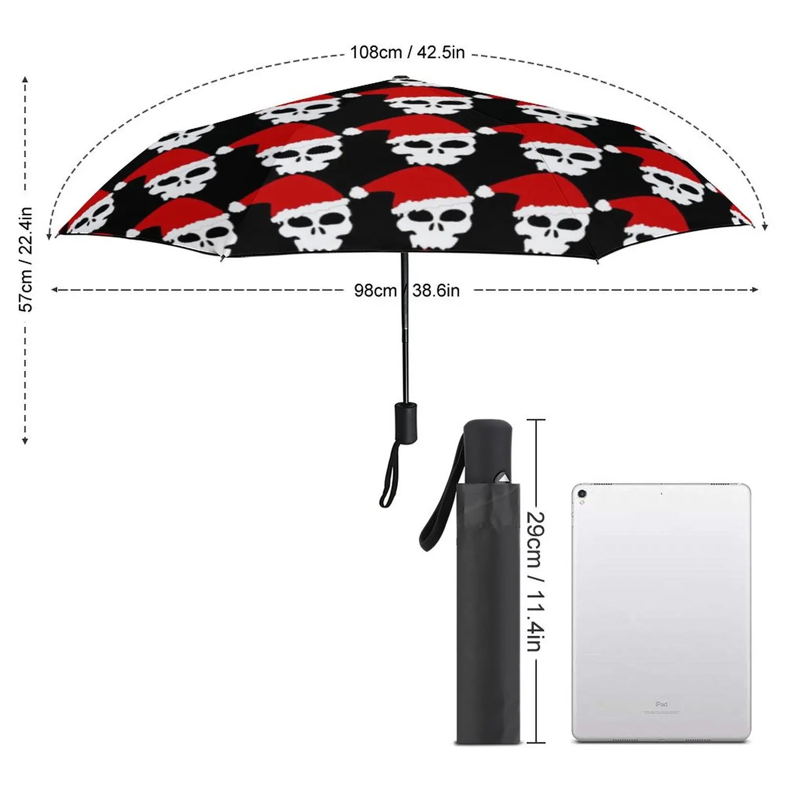 Merry Funny Skull Umbrella Santa Goth Colorful Waterproof Umbrella Auto Art Reinforced Home Umbrella