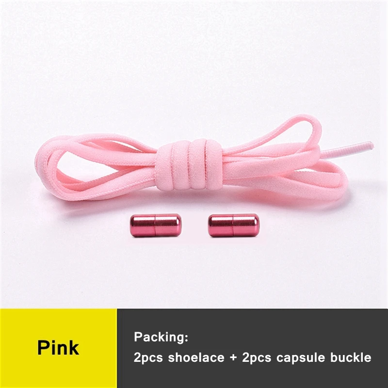 21 kleuren Geen stropdas schoenveters voor sneakers Elastische veters Ronde metalen slot Luie schoenveter 1 seconde snel aan en uit unisex
