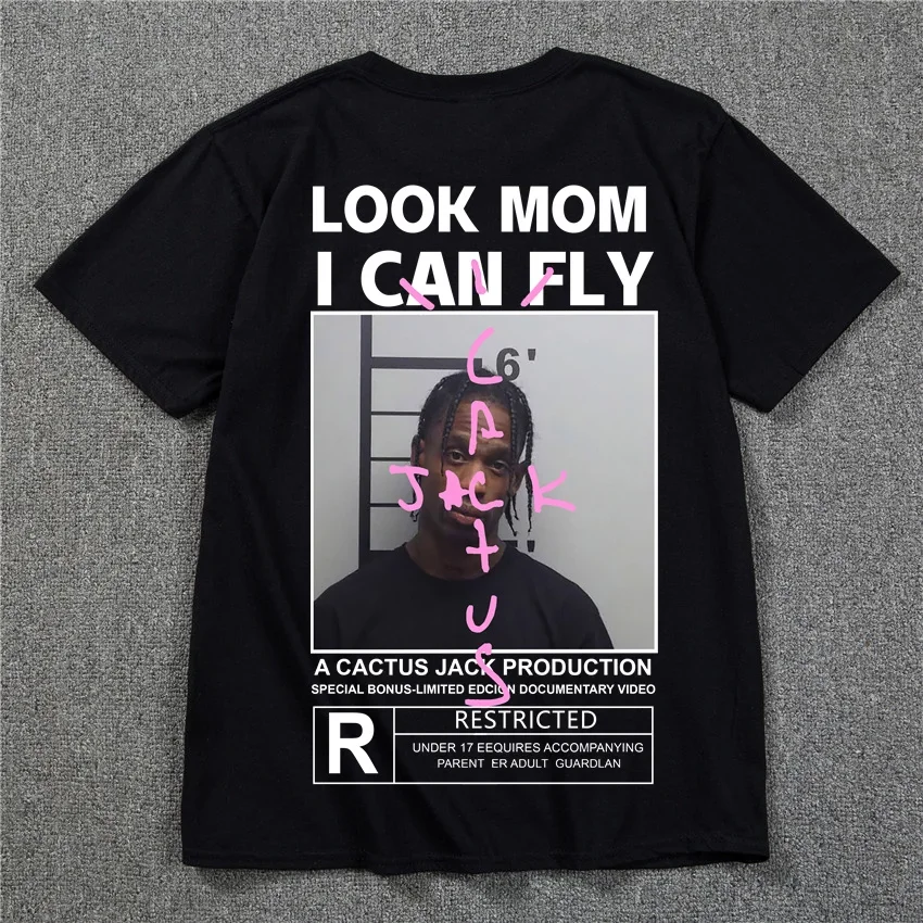 HOT SALE Cactus Jack T-shirt 2022 Summer Men Women LOOK MOM I CAN FLY Tee ASTROWORLD Hip Hop Short Sleeve Tshirts