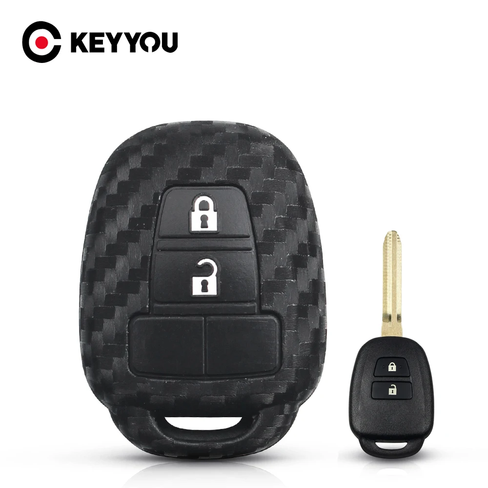 KEYYOU Silicone Car Key Case For Toyota CAMRY RAV4 Prius Corolla 2012 2013 2014 2015 TOY43 Blade Shell Holder Protective Cover