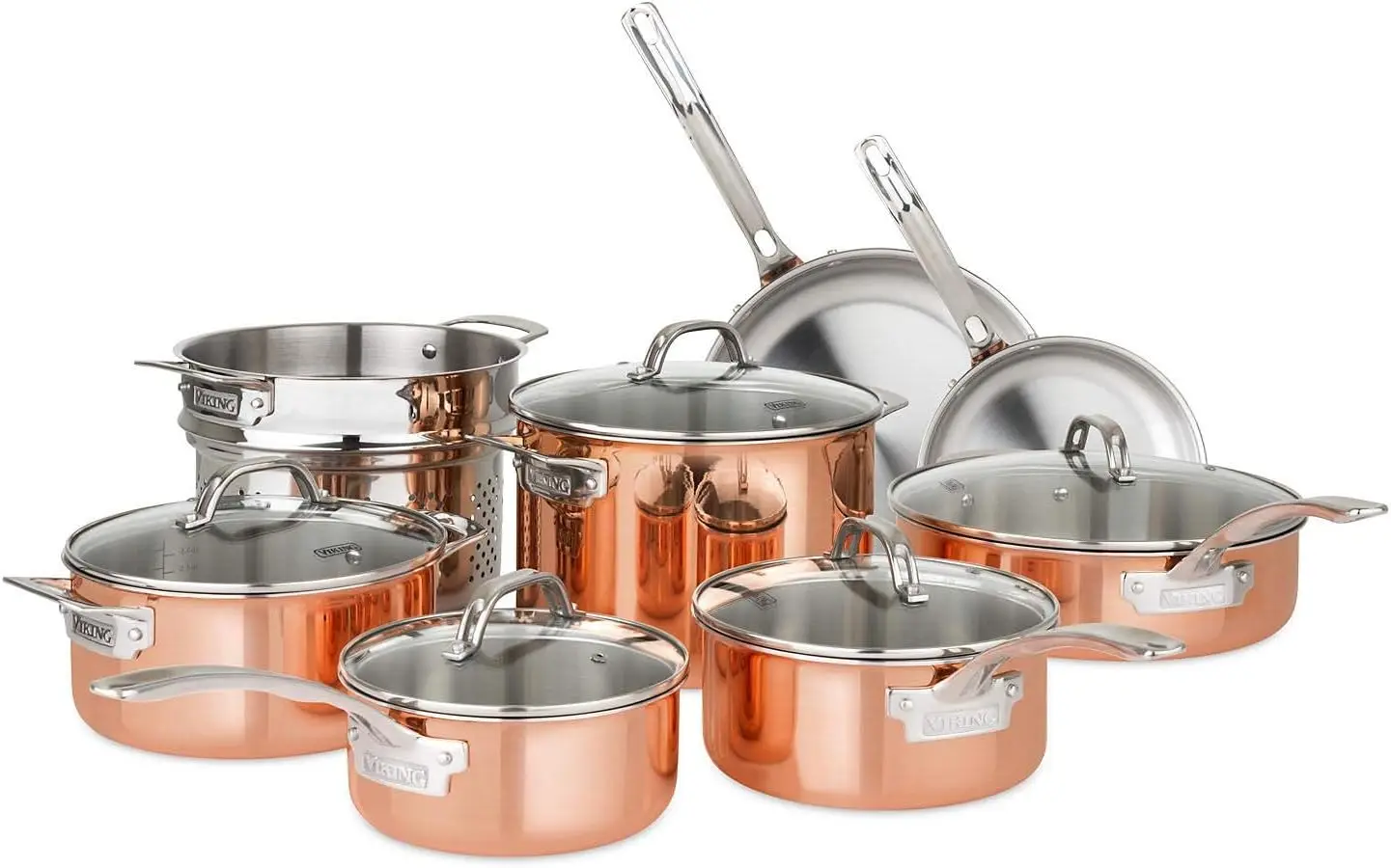 

13-Piece Tri-Ply Copper Cookware Set by Viking cooking pots set