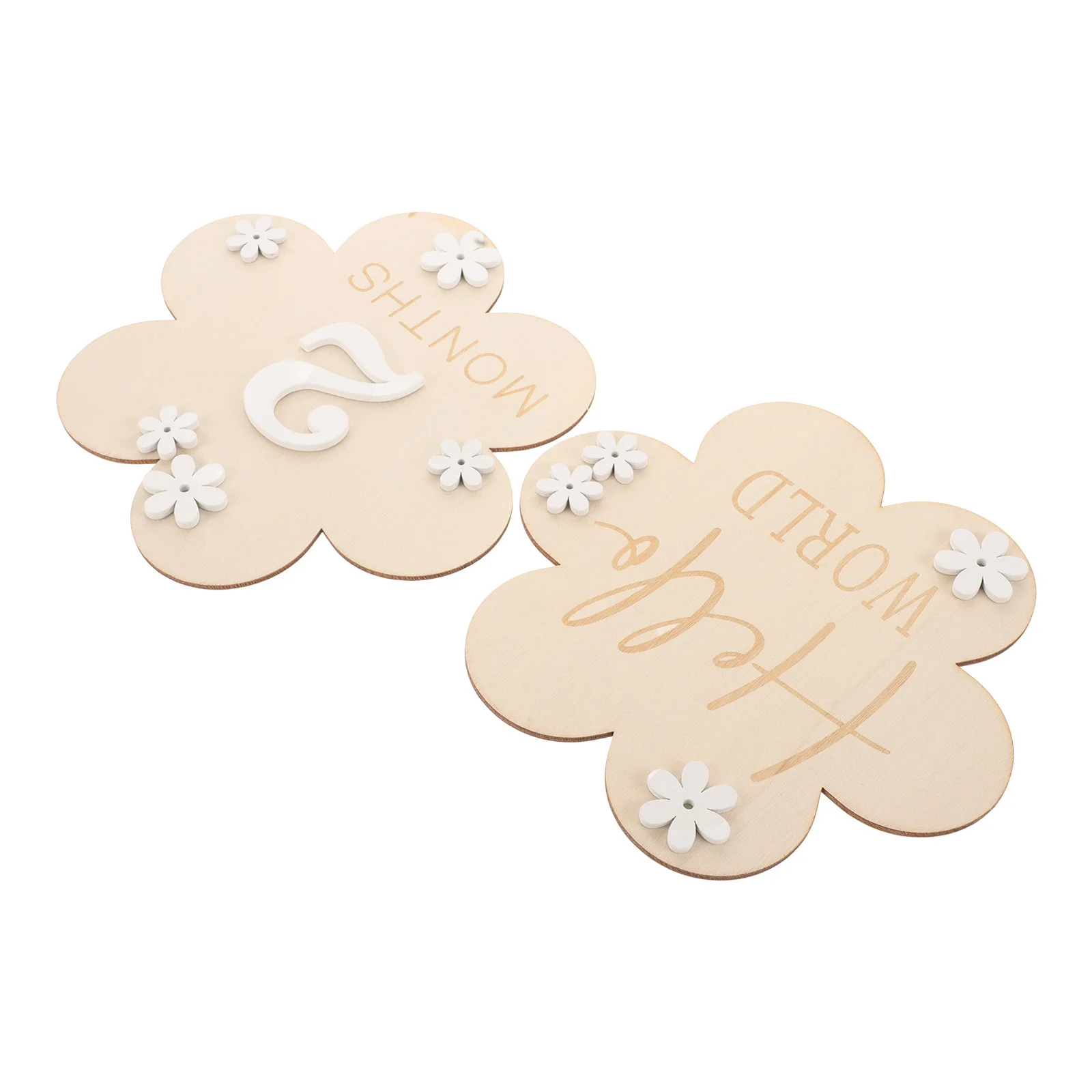 

2Pcs Baby Announcement Sign Newborn Floral Milestone Set Monthly Growth Record Photo Props Nursery Decor Baby Birth Wood Sign