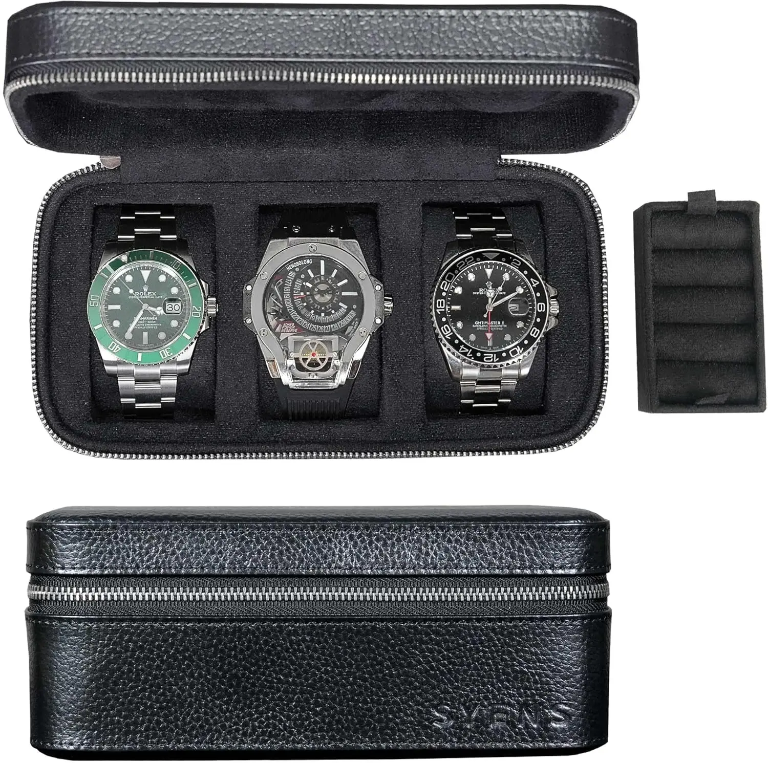 

Кейс для часов из натуральной кожи для мужчин и женщин, вмещает 3 часа диаметром до 60 мм, с замшевой защитой.