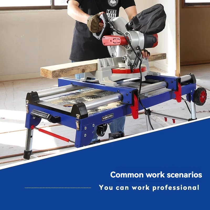 Saw table, storage rack, multi-functional workbench, four-in-one folding woodworking workbench, mobile portable tool table