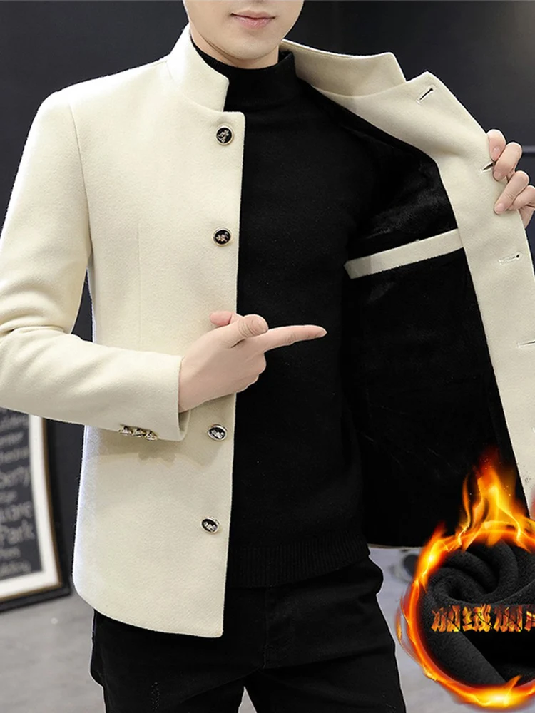 

Мужская шерстяная вельветовая ветровка с воротником-стойкой, повседневная, модная, с цветной флисовой подкладкой, деловая повседневная верхняя одежда