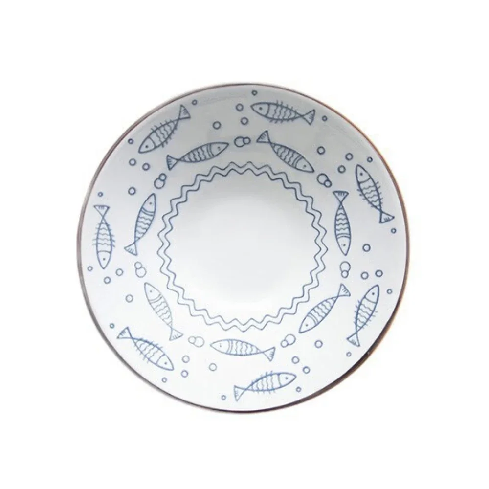 Japanese Style Round Ceramic Bowl 8 Inch Porcelain Homehold Tableware Lunch Noodles Vegetable Fruit Salad Bowls Kitchen Supplies