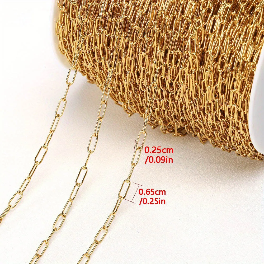 Kein Verblassen, 2 Meter, 1 Meter, ovale Kette aus Edelstahl, flache Kette und runde Kette für DIY-Halskette, Armband, Schmuckherstellung, Zubehör