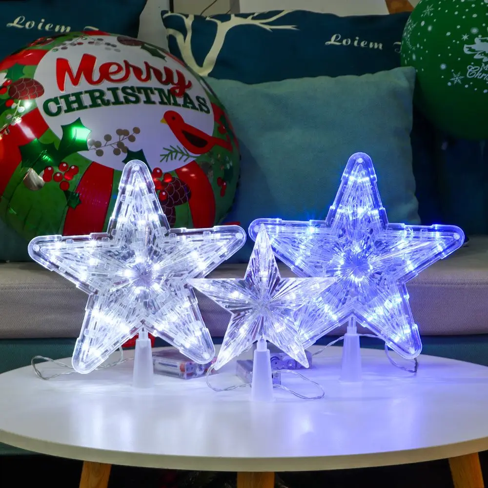 Festive Decor Ornaments Xmas Decoration LED Glowing Star Night Light Christmas Tree Top Ornaments Five-pointed Star Lamp