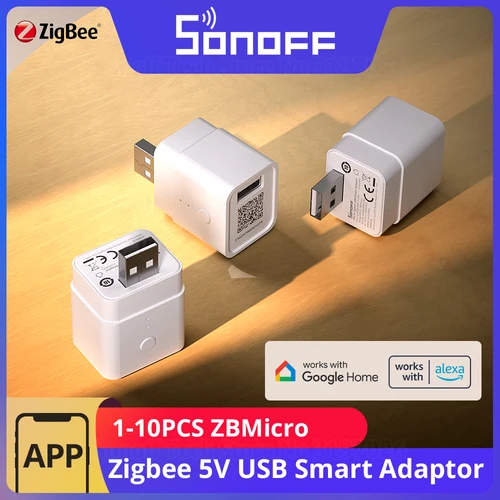 SONOFF ZBMicro Zigbee Micro USB adaptador inteligente 1-10 Uds carga rápida amplia cobertura de transmisión Control de voz eWeLink Alexa Google
