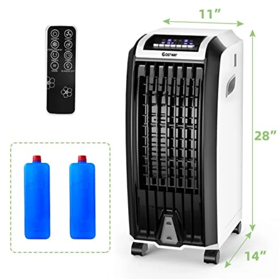 مبرد الهواء التبخيري المحمول مروحة تبريد الهواء الخالية من الشفرة مع جهاز تحكم عن بعد 3 أوضاع مؤقت 7.5 ساعة 2 صناديق ثلج هادئة 3 في 1 Ai #2