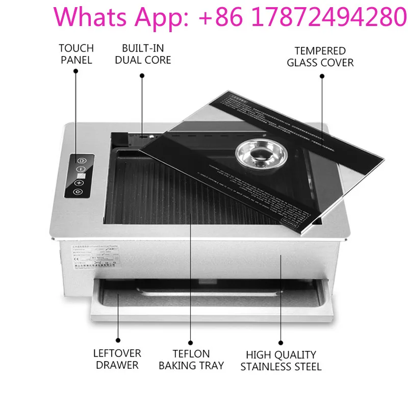 Embedded Smokeless Korean Grill Electric Barbecue Machine Restaurant Kitchen Equipment
