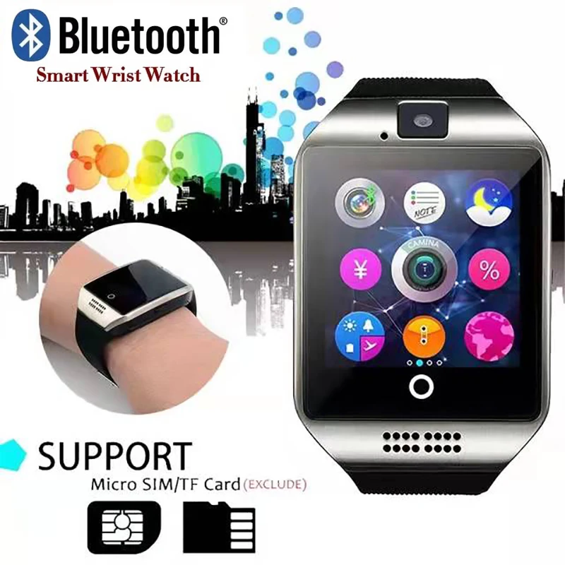 

Q18 Smart Watch With SIM Card Bluetooth Call Connected Women Wristwatch Men Sport Pedometer Clock Smartwatch Whatsapp Facebook