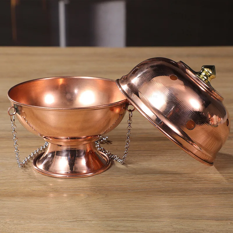 Nepalese Household Incense Burner Indoor Living Room Copper Polished Ground Hanging Plate Burner Hanging Incense Burner Ornament