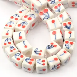 10pcs 0.8cm/1cm Han Ceramic Cherry Bed Paintedads For Jewelry Making Necklace Bracelet Ceramic Spacer Beads Accessories