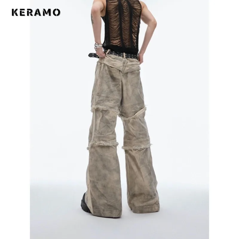 سراويل جينز نسائية غير رسمية بسحاب 2000s سراويل جينز أمريكية عتيقة بشراشيب انتقائية Y2K Harajuku جيوب للشارع من قماش الدنيم #4