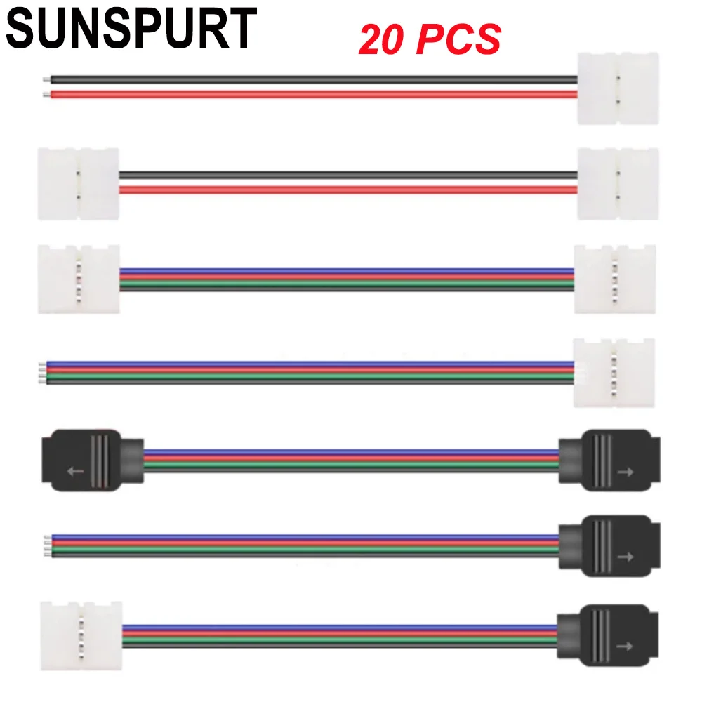 

2-20PCS WS2812B WS2811 5050 RGB LED Strip Single / Double End Solderless Cover Connector 8mm/10mm /2pin /3pin /4pin/5pin