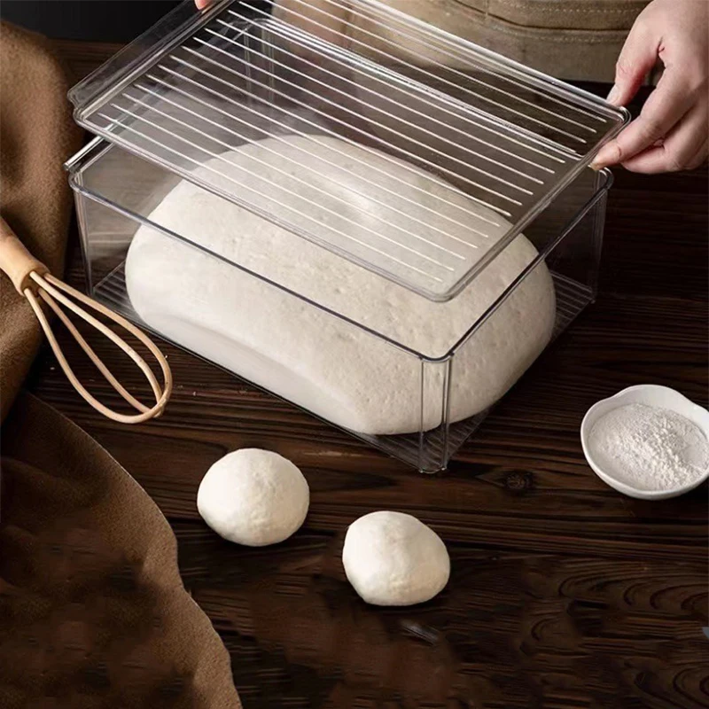 Transparent Plastic Dough Proofing Box With Lid Stackable Bread Proofing Container For Pizza Dough Sourdough Baking